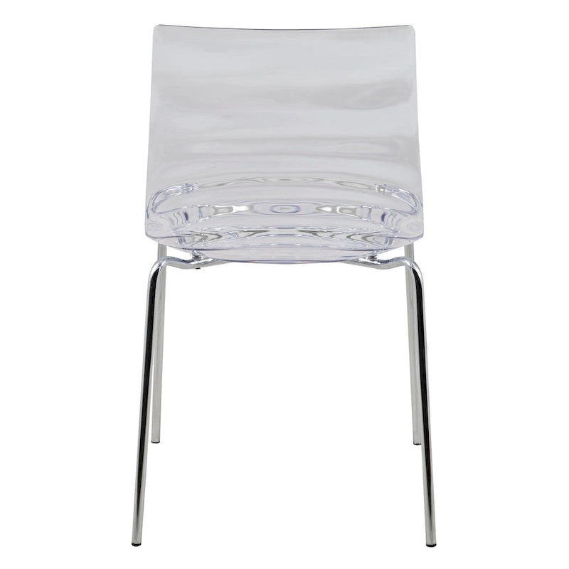 Chaise de salle à manger en acrylique transparent avec pieds chromés – Empilable, lot de 2 (80 cm H x 49,5 cm L)