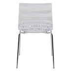 Chaise de salle à manger en acrylique transparent avec pieds chromés – Empilable, lot de 2 (80 cm H x 49,5 cm L)