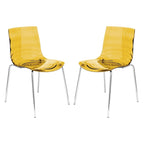 Chaise de salle à manger en acrylique transparent avec pieds chromés – Empilable, lot de 2 (80 cm H x 49,5 cm L)