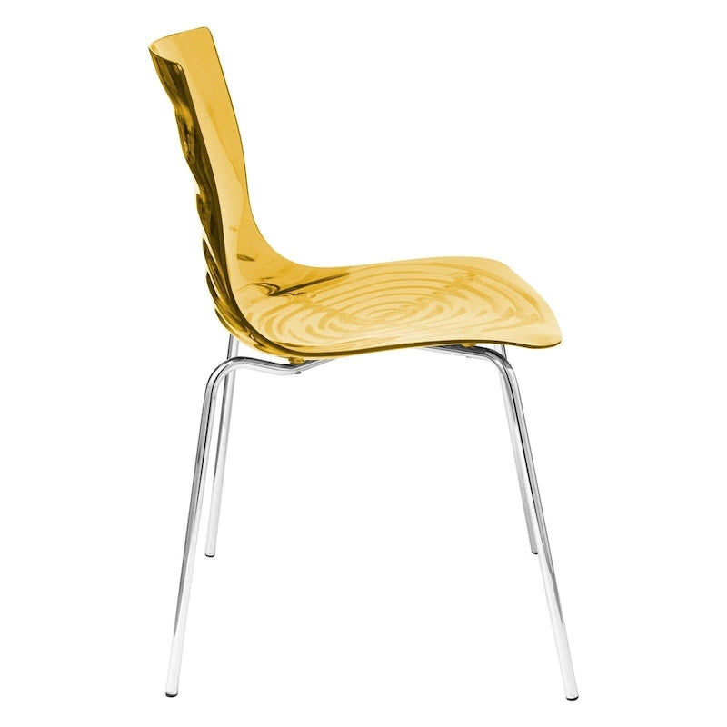 Chaise de salle à manger en acrylique transparent avec pieds chromés – Empilable, lot de 2 (80 cm H x 49,5 cm L)