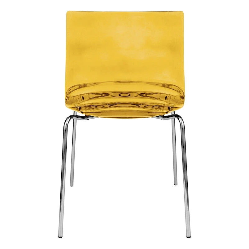 Chaise de salle à manger en acrylique transparent avec pieds chromés – Empilable, lot de 2 (80 cm H x 49,5 cm L)