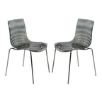 Chaise de salle à manger en acrylique transparent avec pieds chromés – Empilable, lot de 2 (80 cm H x 49,5 cm L)
