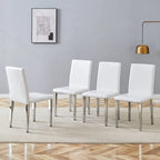 Lot de 4 chaises de salle à manger, chaises d'appoint sans accoudoirs rembourrées, chaises de salon modernes en cuir PU avec dossier pour salle à manger