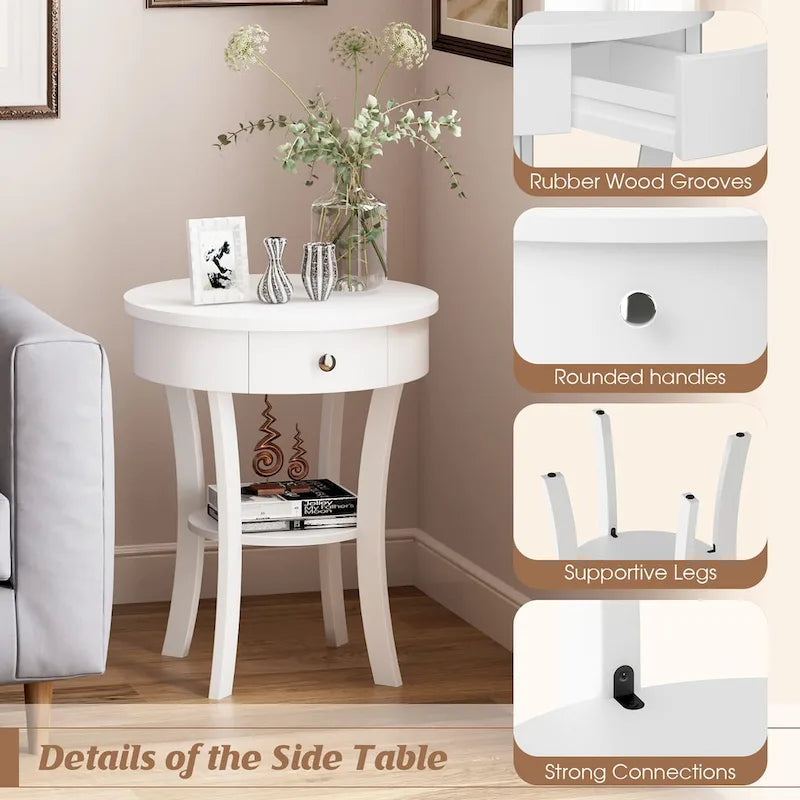 2 TABLES BASSES LATÉRALES À 2 NIVEAUX ROND DE CANAPÉ CHAMBRE À COUCHER - Voir les détails