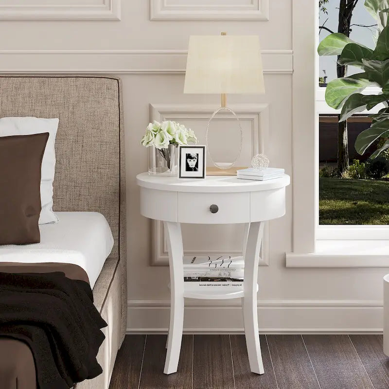 2 TABLES BASSES LATÉRALES À 2 NIVEAUX ROND DE CANAPÉ CHAMBRE À COUCHER - Voir les détails