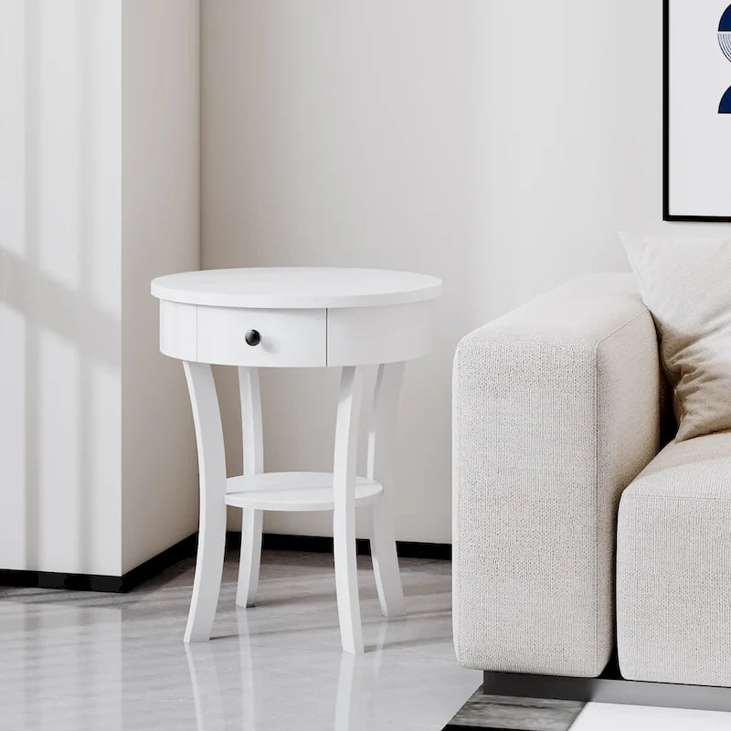 2 TABLES BASSES LATÉRALES À 2 NIVEAUX ROND DE CANAPÉ CHAMBRE À COUCHER - Voir les détails
