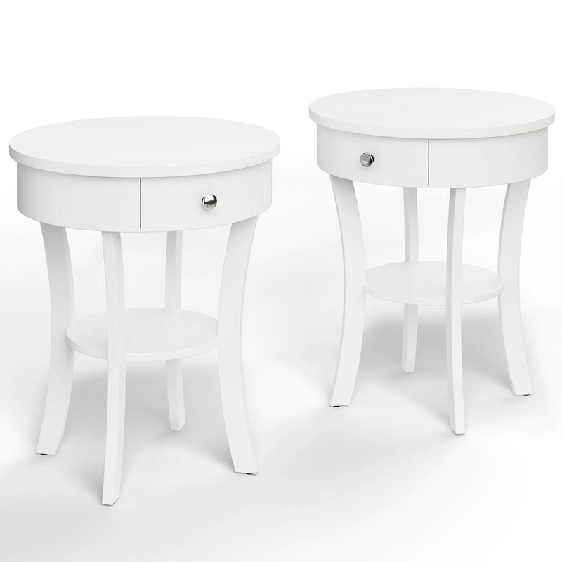 2 TABLES BASSES LATÉRALES À 2 NIVEAUX ROND DE CANAPÉ CHAMBRE À COUCHER - Voir les détails