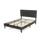 Lit plateforme rembourré avec tête de lit capitonnée en velours – Capacité de 450 kg, sans sommier (Queen/Full)