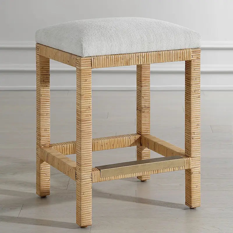 Tabouret de comptoir solide tissé à la main - 26 - Marron