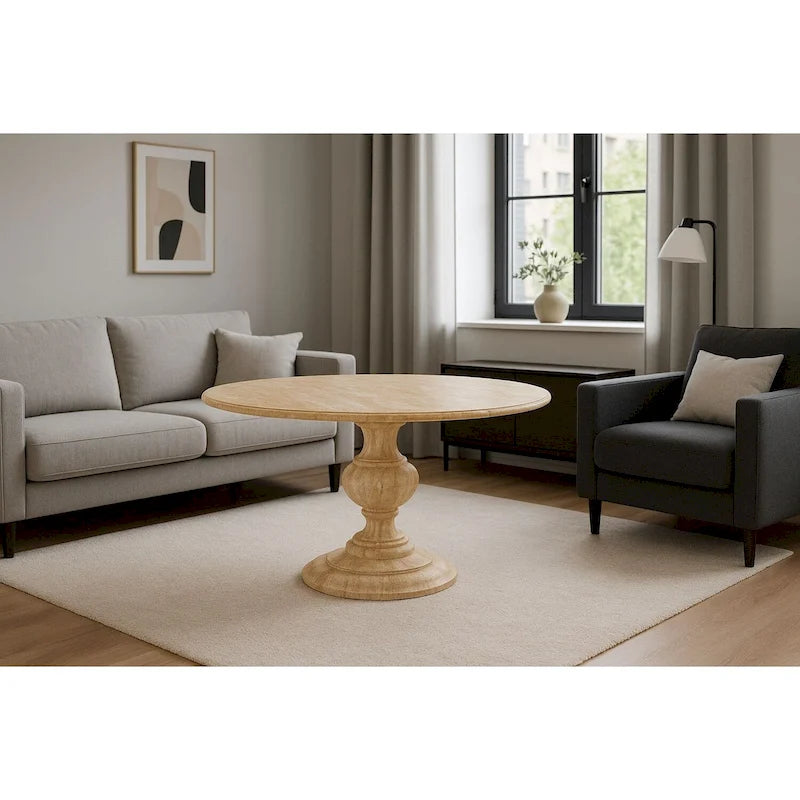 Table de salle à manger ronde moderne en bois massif de 48 pouces