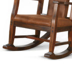 Fauteuil à bascule Odel, assise et dossier en similicuir, marron chocolat foncé