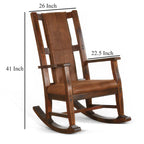 Fauteuil à bascule Odel, assise et dossier en similicuir, marron chocolat foncé