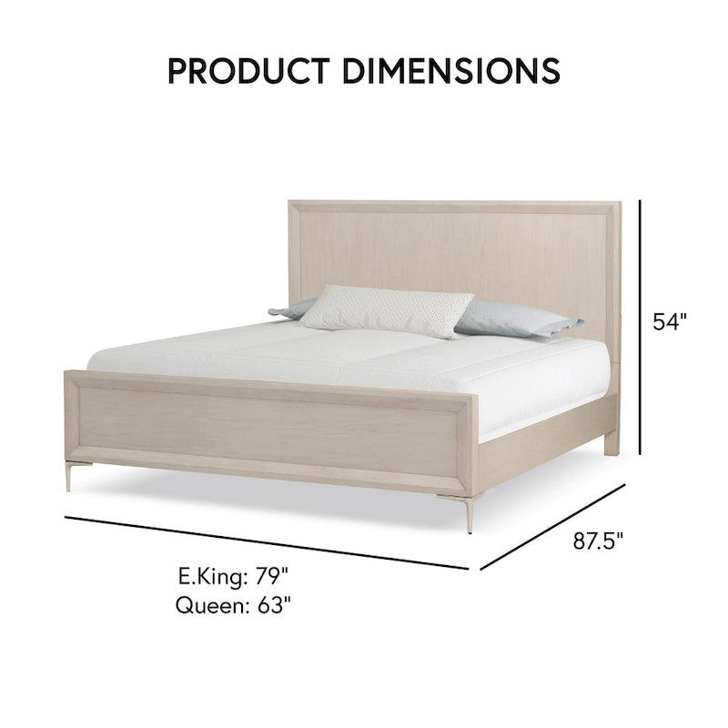 Lit plateforme moderne en bois massif avec pieds en métal – Expresso ou Chêne naturel (Queen/King, capacité de 450 kg)