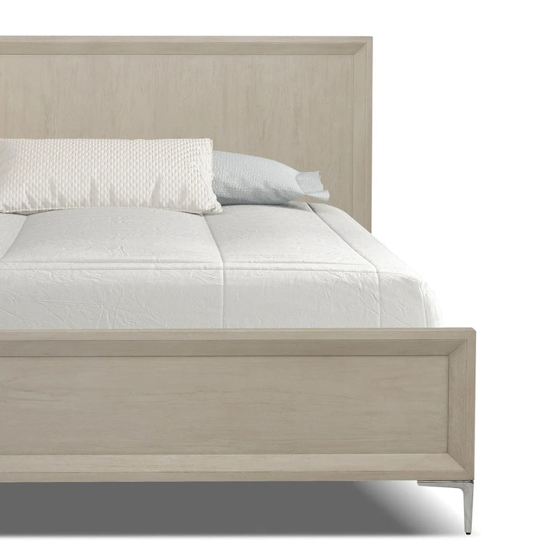 Lit plateforme moderne en bois massif avec pieds en métal – Expresso ou Chêne naturel (Queen/King, capacité de 450 kg)