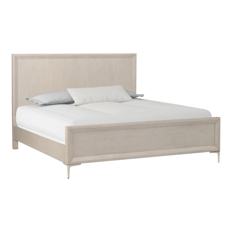 Lit plateforme moderne en bois massif avec pieds en métal – Expresso ou Chêne naturel (Queen/King, capacité de 450 kg)