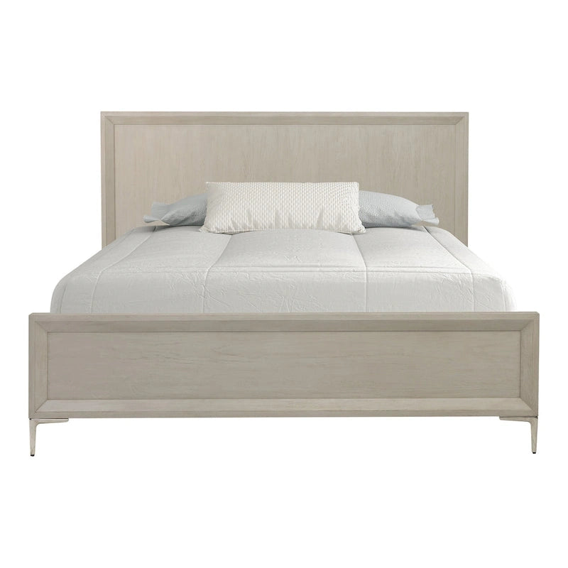 Lit plateforme moderne en bois massif avec pieds en métal – Expresso ou Chêne naturel (Queen/King, capacité de 450 kg)