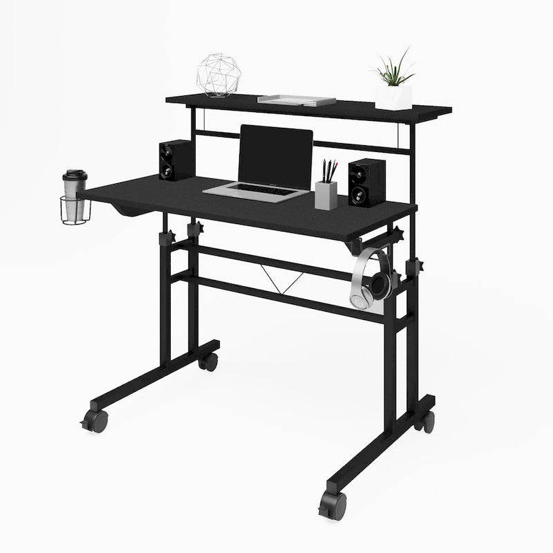 Rolling Writing Desk with Height Adjustable Desktop