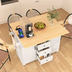 55,7" Grand îlot de cuisine avec 2 abattants (tabourets non inclus)