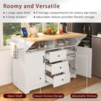 55,7" Grand îlot de cuisine avec 2 abattants (tabourets non inclus)