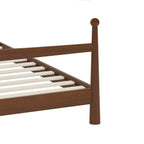 Lit plateforme moderne du milieu du siècle avec tête de lit capitonnée en bouclé – Pin massif, sans sommier tapissier (Queen/King)