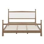 Lit plateforme moderne du milieu du siècle avec tête de lit capitonnée en bouclé – Pin massif, sans sommier tapissier (Queen/King)