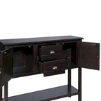 Table Console Buffet en Bois Massif avec 2 Tiroirs, Placards et Étagère Inférieure, Meuble de Rangement pour Salle à Manger