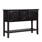 Table Console Buffet en Bois Massif avec 2 Tiroirs, Placards et Étagère Inférieure, Meuble de Rangement pour Salle à Manger