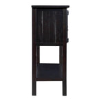 Table Console Buffet en Bois Massif avec 2 Tiroirs, Placards et Étagère Inférieure, Meuble de Rangement pour Salle à Manger