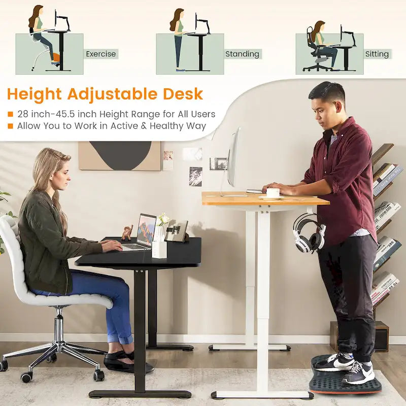 Bureau électrique réglable en hauteur – Plateau 112x61 cm, hauteur 71-115,5 cm, capacité 81,6 kg