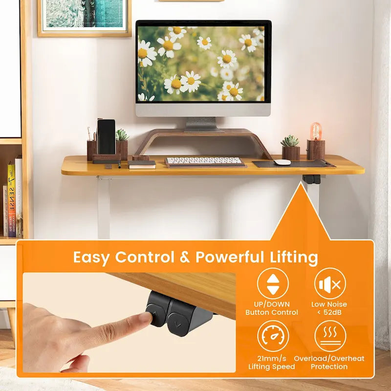 Bureau électrique réglable en hauteur – Plateau 112x61 cm, hauteur 71-115,5 cm, capacité 81,6 kg