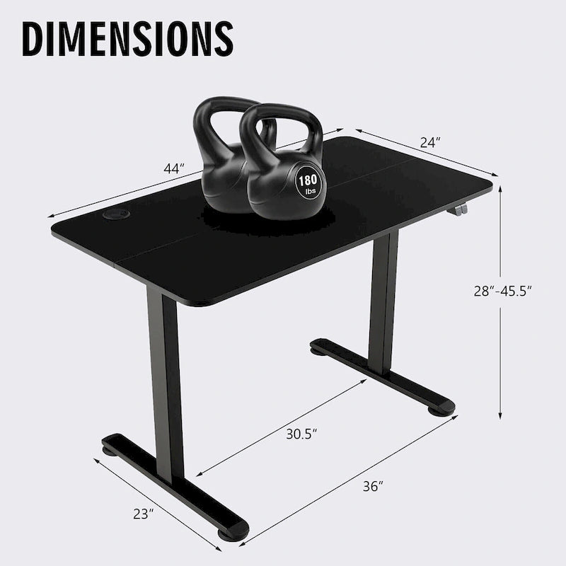 Bureau électrique réglable en hauteur – Plateau 112x61 cm, hauteur 71-115,5 cm, capacité 81,6 kg