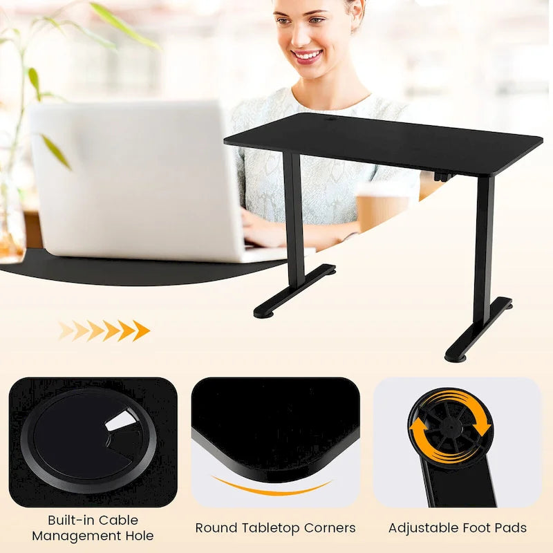 Bureau électrique réglable en hauteur – Plateau 112x61 cm, hauteur 71-115,5 cm, capacité 81,6 kg
