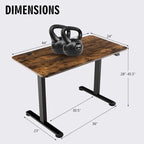 Bureau électrique réglable en hauteur – Plateau 112x61 cm, hauteur 71-115,5 cm, capacité 81,6 kg