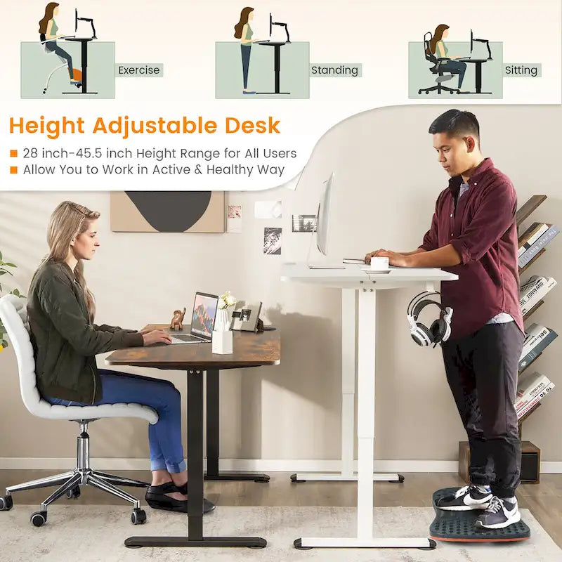 Bureau électrique réglable en hauteur – Plateau 112x61 cm, hauteur 71-115,5 cm, capacité 81,6 kg