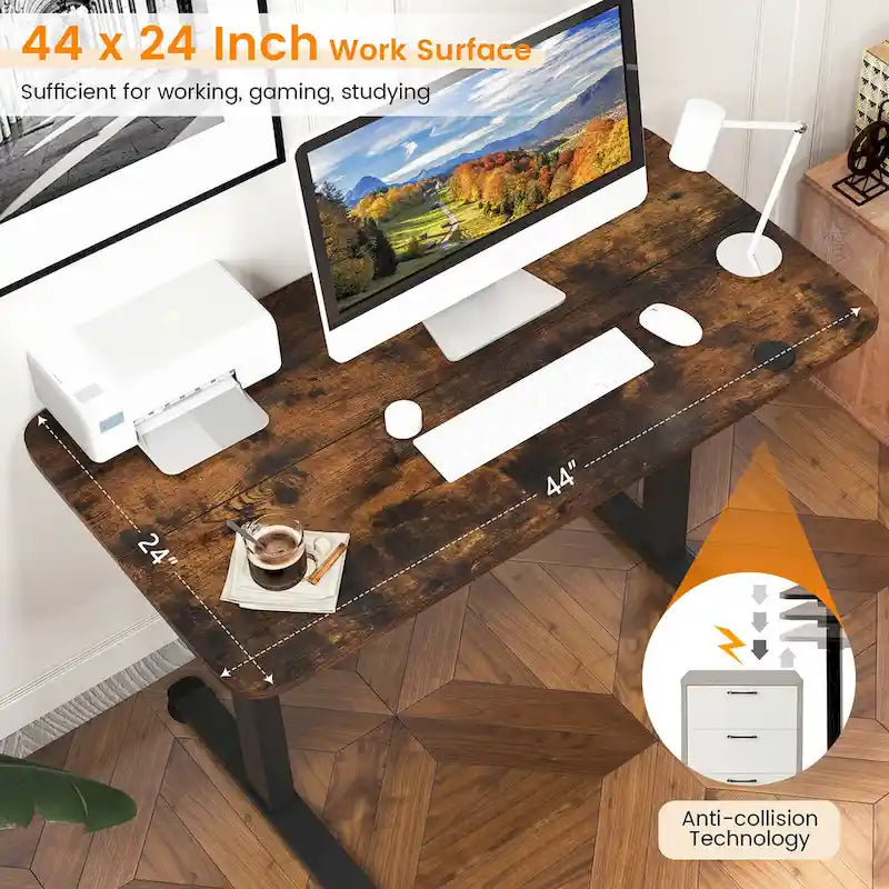 Bureau électrique réglable en hauteur – Plateau 112x61 cm, hauteur 71-115,5 cm, capacité 81,6 kg