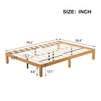 Lit plateforme Queen en bois avec support de lattes en bois solide pour chambre à coucher