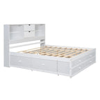Lit plateforme en bois avec tête de lit de rangement et 8 tiroirs pour chambre à coucher