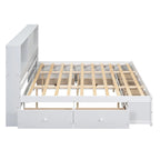 Lit plateforme en bois avec tête de lit de rangement et 8 tiroirs pour chambre à coucher