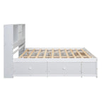 Lit plateforme en bois avec tête de lit de rangement et 8 tiroirs pour chambre à coucher