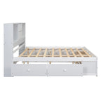 Lit plateforme en bois avec tête de lit de rangement et 8 tiroirs pour chambre à coucher