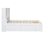 Lit plateforme en bois avec tête de lit de rangement et 8 tiroirs pour chambre à coucher