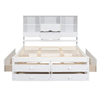 Lit plateforme en bois avec tête de lit de rangement et 8 tiroirs pour chambre à coucher