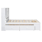 Lit plateforme en bois avec tête de lit de rangement et 8 tiroirs pour chambre à coucher