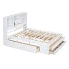 Lit plateforme en bois avec tête de lit de rangement et 8 tiroirs pour chambre à coucher