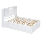 Lit plateforme en bois avec tête de lit de rangement et 8 tiroirs pour chambre à coucher