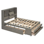 Lit plateforme en bois avec tête de lit de rangement et 8 tiroirs pour chambre à coucher