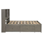 Lit plateforme en bois avec tête de lit de rangement et 8 tiroirs pour chambre à coucher