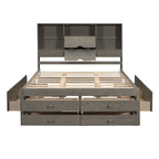 Lit plateforme en bois avec tête de lit de rangement et 8 tiroirs pour chambre à coucher