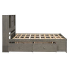 Lit plateforme en bois avec tête de lit de rangement et 8 tiroirs pour chambre à coucher