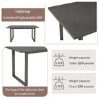 Ensemble de salle à manger rustique gris 6 pièces avec table rectangulaire et 4 chaises